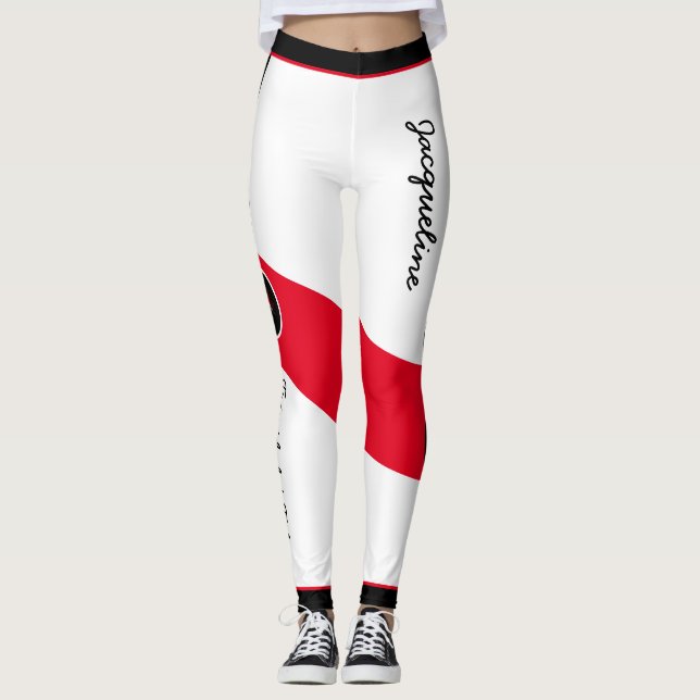 Patriotic Trinidad and Tobago Colours with Name Leggings (Front)