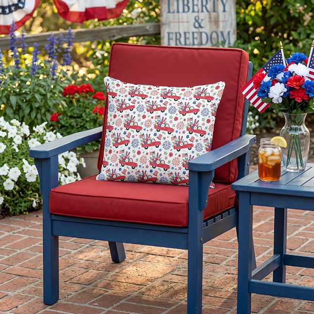 Patriotic truck and fireworks pattern cushion (Creator Uploaded)
