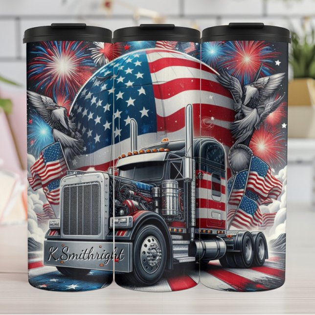 Patriotic Truck Eagle Fireworks Celebration Thermal Tumbler (Creator Uploaded)