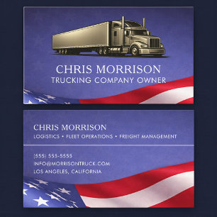 Patriotic Trucking Company Owner Truck Business Card