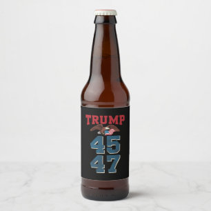 Patriotic Trump Won 45 and 47 Victory Winner Trump Beer Bottle Label