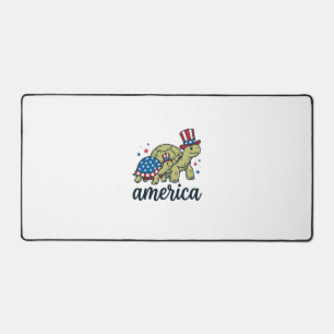Patriotic Turtle America Vintage Engraving Design_ Desk Mat