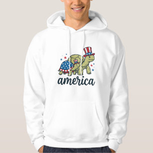Patriotic Turtle America Vintage Engraving Design_ Hoodie