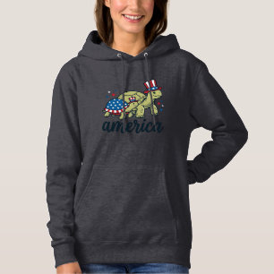Patriotic Turtle America Vintage Engraving Design_ Hoodie