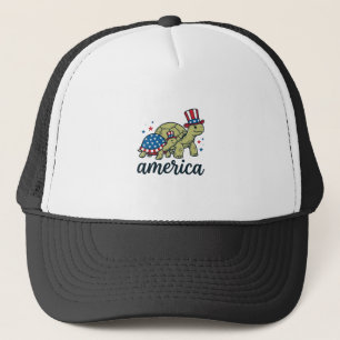Patriotic Turtle America Vintage Engraving Design_ Trucker Hat