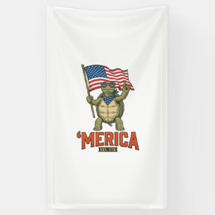 Patriotic Turtle ‘Merica Vintage Vector Banner