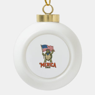 Patriotic Turtle ‘Merica Vintage Vector Ceramic Ball Christmas Ornament
