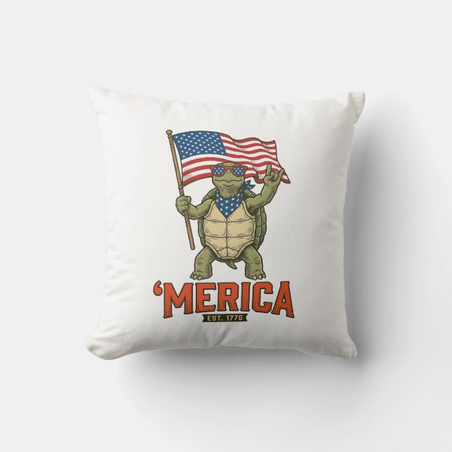 Patriotic Turtle ‘Merica Vintage Vector Cushion (Front)