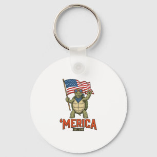 Patriotic Turtle ‘Merica Vintage Vector Key Ring