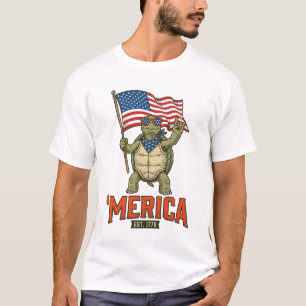 Patriotic Turtle ‘Merica Vintage Vector T-Shirt