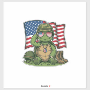 Patriotic Turtle Salute Vector Design_1