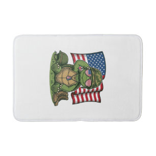 Patriotic Turtle Salute Vector Design_1 Bath Mat