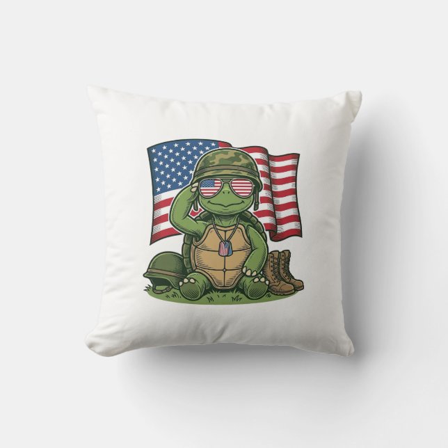 Patriotic Turtle Salute Vector Design_1 Cushion (Front)