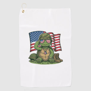 Patriotic Turtle Salute Vector Design_1 Golf Towel