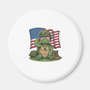 Patriotic Turtle Salute Vector Design_1 Magnet