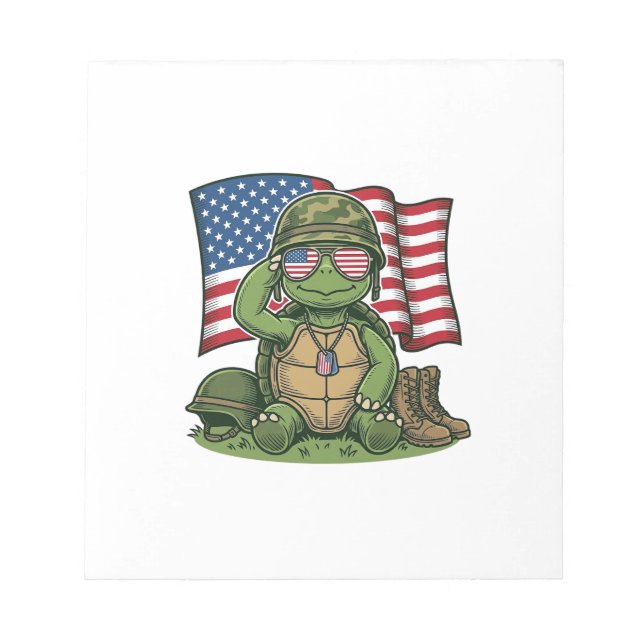 Patriotic Turtle Salute Vector Design_1 Notepad (Front)
