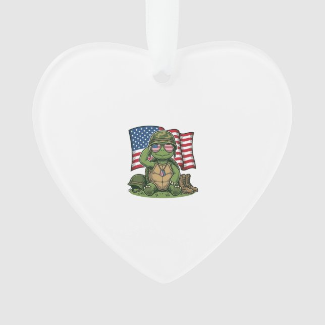 Patriotic Turtle Salute Vector Design_1 Ornament (Front)