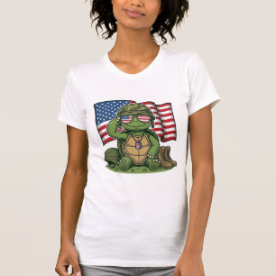 Patriotic Turtle Salute Vector Design_1 T-Shirt