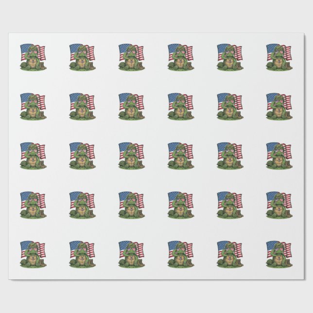 Patriotic Turtle Salute Vector Design_1 Wrapping Paper (Flat)