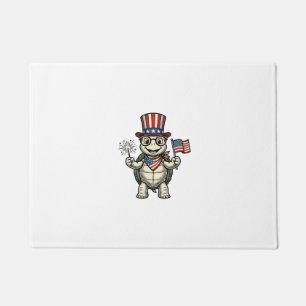 Patriotic Turtle Vintage Engraving Graphic for Whi Doormat