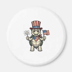 Patriotic Turtle Vintage Engraving Graphic for Whi Magnet
