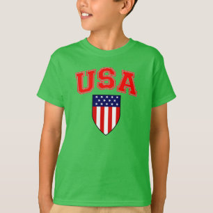 Patriotic U.S.A American Flag Shield T-Shirt