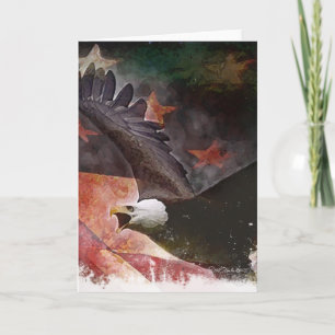 Patriotic U.S. Flag and Bald Eagle Greeting Card