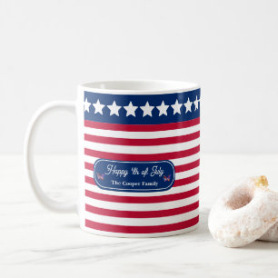 Patriotic U.S. Flag Happy 4th of July Family Name Coffee Mug