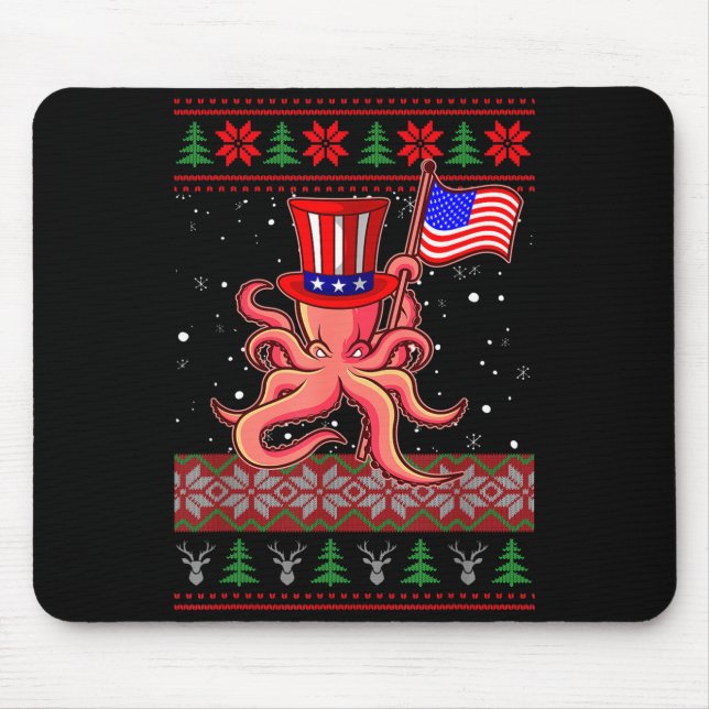 Patriotic Ugly Christmas Sweater Women Kids Men  Mouse Pad (Front)