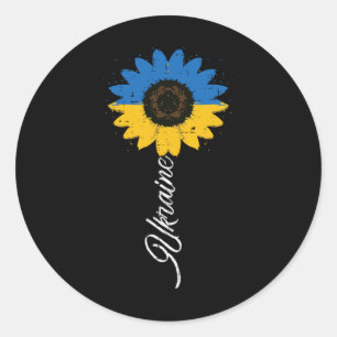 Patriotic Ukraine Sunflower Ukrainian Women Girls Classic Round Sticker