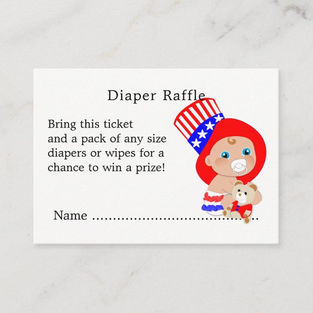 Patriotic Uncle Sam American Baby Diaper Raffle Enclosure Card (Front)