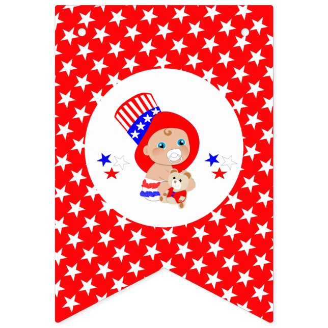 Patriotic Uncle Sam American Baby Personalised Bunting (First Flag)