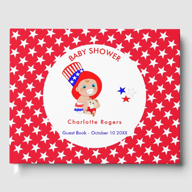 Patriotic Uncle Sam American Baby Personalised Guest Book (Front)