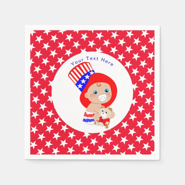 Patriotic Uncle Sam American Baby Personalised Napkin (Front)