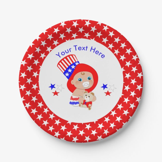 Patriotic Uncle Sam American Baby Personalised Paper Plate (Front)