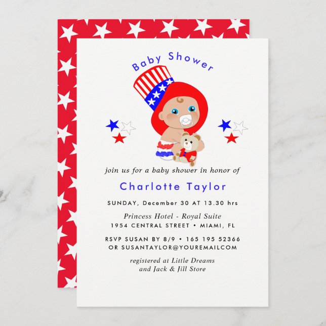 Patriotic Uncle Sam American Baby Shower Invitation (Front/Back)
