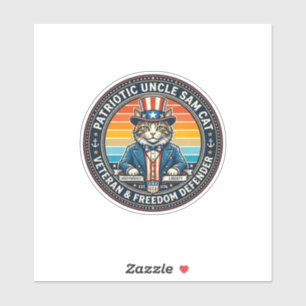 Patriotic Uncle Sam Cat Retro Sunset T-Shirt (2)_1