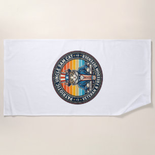 Patriotic Uncle Sam Cat Retro Sunset T-Shirt (2)_1 Beach Towel