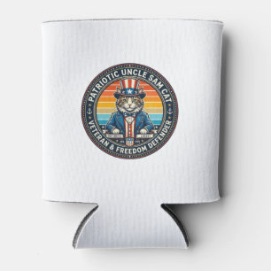 Patriotic Uncle Sam Cat Retro Sunset T-Shirt (2)_1 Can Cooler