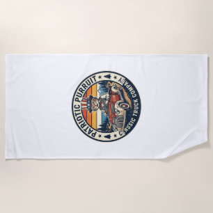 Patriotic Uncle Sam Cat Retro Sunset T-Shirt (5)_1 Beach Towel