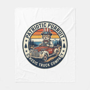 Patriotic Uncle Sam Cat Retro Sunset T-Shirt (5)_1 Fleece Blanket