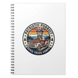 Patriotic Uncle Sam Cat Retro Sunset T-Shirt (5)_1 Notebook