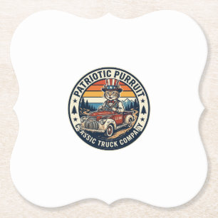 Patriotic Uncle Sam Cat Retro Sunset T-Shirt (5)_1 Paper Coaster