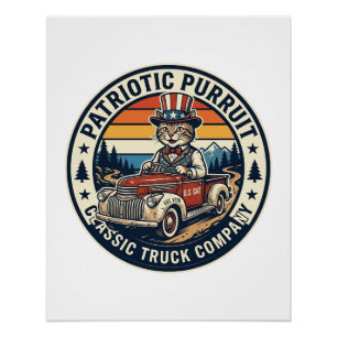 Patriotic Uncle Sam Cat Retro Sunset T-Shirt (5)_1 Poster