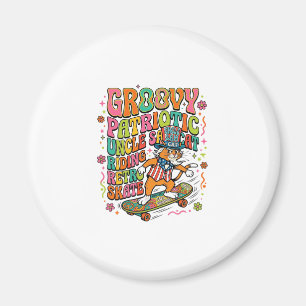 Patriotic Uncle Sam Cat Retro Typography T-Shirt ( Magnet