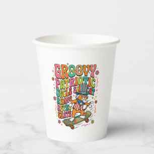 Patriotic Uncle Sam Cat Retro Typography T-Shirt ( Paper Cups