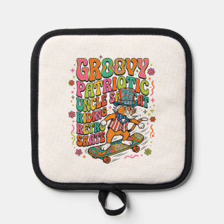 Patriotic Uncle Sam Cat Retro Typography T-Shirt ( Pot Holder