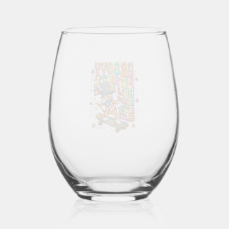 Patriotic Uncle Sam Cat Retro Typography T-Shirt ( Stemless Wine Glass