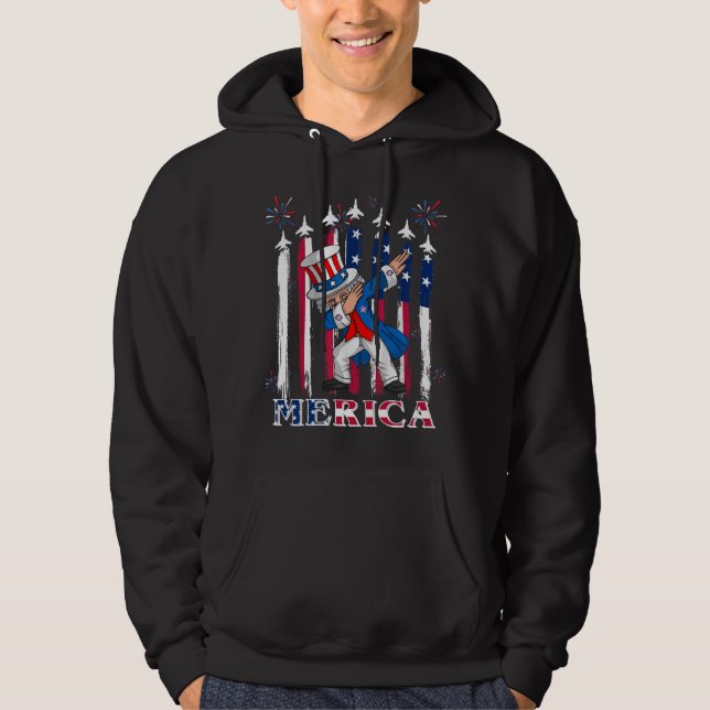Patriotic Uncle Sam Dabbing 4th of July Hoodie (Front)