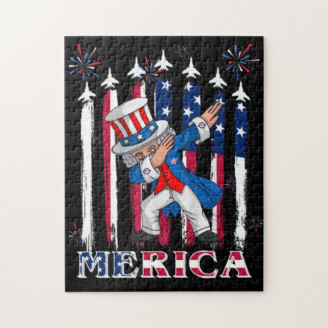 Patriotic Uncle Sam Dabbing 4th of July Jigsaw Puzzle (Vertical)